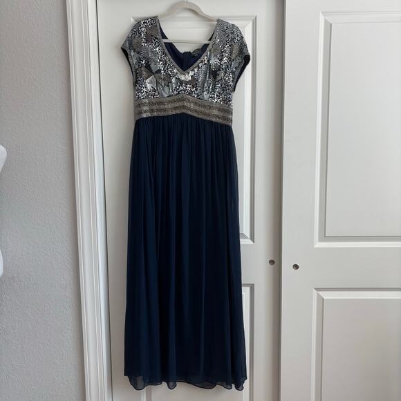 Adrianna Papell Women’s Beaded Gown 16 Mother of the Bride Groom Formal - Picture 2 of 14